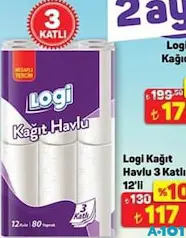 LOGİ KAĞIT HAVLU 3 KATLI 12'Lİ fiyat ve kampanya bilgisi